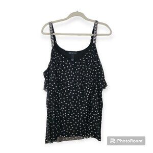 INC International Concepts Black And White Heart Print Sleeveless Blouse Size 3X